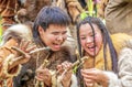 Aborigine of Kamchatka dancing on dance marathon. Feast of the Aborigines of Kamchatka Alhalalay