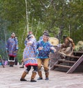 Aborigine of Kamchatka dancing on dance marathon. Royalty Free Stock Photo