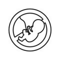 Abortion black line icon. Fetal death, miscarriage concept. Keep abortion legal. Feminist protest. Human rights. Sign for web page Royalty Free Stock Photo