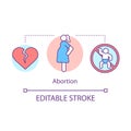 Abortion concept icon. Miscarriage idea thin line illustration. Pregnancy loss, termination. Women health problem. Fetal Royalty Free Stock Photo