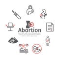 Abortion line icons set. Banner. Vector signs for web graphics. Royalty Free Stock Photo