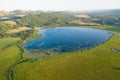 Above view of beautiful lake in summer in Ural region, Bashkortostan, Russia Royalty Free Stock Photo