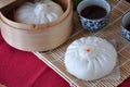 Above of Chinese Pork Bun with Tea Cup Royalty Free Stock Photo