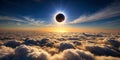 Above the Clouds A Solar Eclipse Illuminates a Sea of Cotton Royalty Free Stock Photo