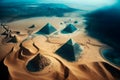 From above, the Egyptian pyramids are awe-inspiring, standing as ancient sentinels against the vast desert landscape Royalty Free Stock Photo