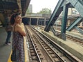 Above-Ground Subway Stop in New York City