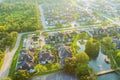 Above Houston , Texas suburb area west of downtown with morning golden hour sunlight Royalty Free Stock Photo