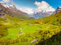 Above idyllic Geiranger countryside valley dramatic landscape, Norway Royalty Free Stock Photo