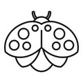 Above ladybug icon outline vector. Natural insect Royalty Free Stock Photo