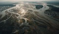 Above majestic mountain cliff, wet waves crash generated by AI