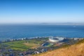 Above panoramic photo of a the central business district of Cape Town, Western Cape, South Africa. A busy peninsula Royalty Free Stock Photo