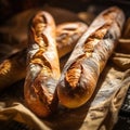 From above photo of french baguette bread