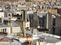 Above the rooftops of Paris, detail view with the many red chimneys typical of Paris Royalty Free Stock Photo
