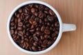 Above Shoot of Large White Cup Full Of Coffee Bean Royalty Free Stock Photo