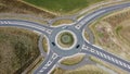 From above street view roundabout with cars