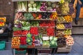 Above view boxes with fresh fruits and vegetables