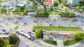 Above view car traffic on square in evening Royalty Free Stock Photo