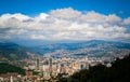 Above view of Caracas city in Venezuela from Avila mountain during sunny cloudy summer day