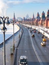 Above view of cars on Kremlin Embankment in Moscow Royalty Free Stock Photo