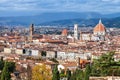 Above view center of Florence town in autumn Royalty Free Stock Photo