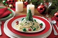 Above View Of A Christmas Dinner With Spagetti At 28-11-2024 Royalty Free Stock Photo