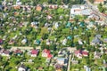 Above view of cottages in suburb of Istra town