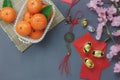Above view of decoration Chinese & lunar New Year concept background.