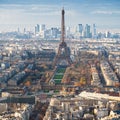 Above view of Eiffel Tower and champ de mars Royalty Free Stock Photo