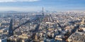 Above view of Eiffel Tower in Paris city in winter Royalty Free Stock Photo