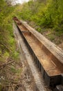 Above view of empty train cars on tracks Royalty Free Stock Photo