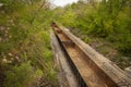 Above view of empty train cars on tracks Royalty Free Stock Photo