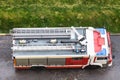 Above view of fire engine on wet road Royalty Free Stock Photo
