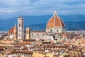 Above view of Florence town with Cathedral