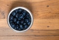 From above view of glass bowl of blueberries Royalty Free Stock Photo