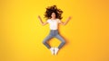 Above View Of Happy Lady Doing Yoga Meditating, Studio Shot Royalty Free Stock Photo