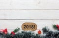 Above view image of Happy new year 2018 & Merry Christmas background concept. Royalty Free Stock Photo