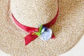 Above view of ladies` wide brim straw hat Royalty Free Stock Photo