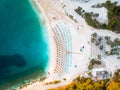 Above view of marble beach Porto Vathy in Thasos, Greece Royalty Free Stock Photo