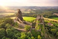 Above view of medieval castle Trosky in Bohemian paradise area