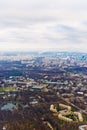 Above view Moscow cityscape and blue clouds