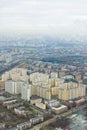 Above view Moscow cityscape and blue clouds