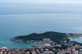 Above view from the mountain on famous croatian resort Makarska.