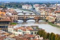 Above view Ponte Vecchio old bridge in Florence