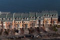 Above View of a Row of Similar Townhouses in Weehawken New Jersey along the Hudson River