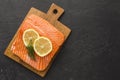 Above view salmon and lemon arrangement. High quality and resolution beautiful photo concept