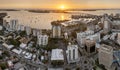 Above view of Sarasota city, Florida with yachts in bay harbor and waterfront office high-rise buildings. Development of Royalty Free Stock Photo