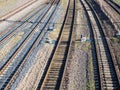 above view of several railway tracks