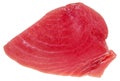 Above view of slice of raw tuna fish meat isolated Royalty Free Stock Photo