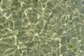 Above view of sunlight reflecting on water at beach. Closeup of shallow waves and calm ripples on coastline on sunny day Royalty Free Stock Photo