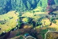 Above view of Tavan village and rice field terraced in valley at Sapa. Royalty Free Stock Photo